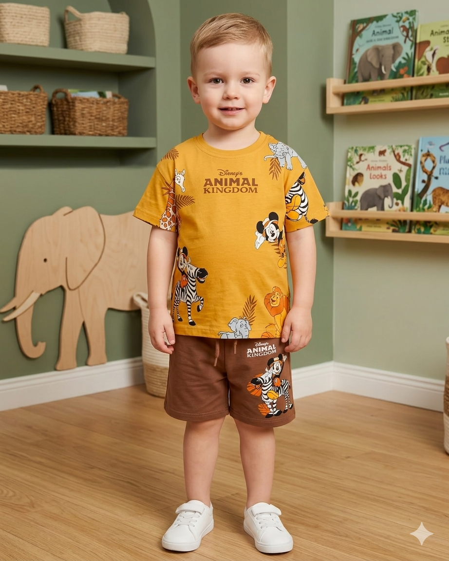 Disney Animal Kingdom Safari Set – Mustard & Brown (1–10 Years)